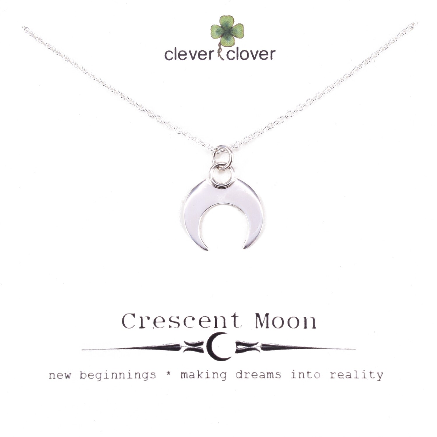 SSN2996 Sterling Silver Shiny Horizontal Moon Necklace
