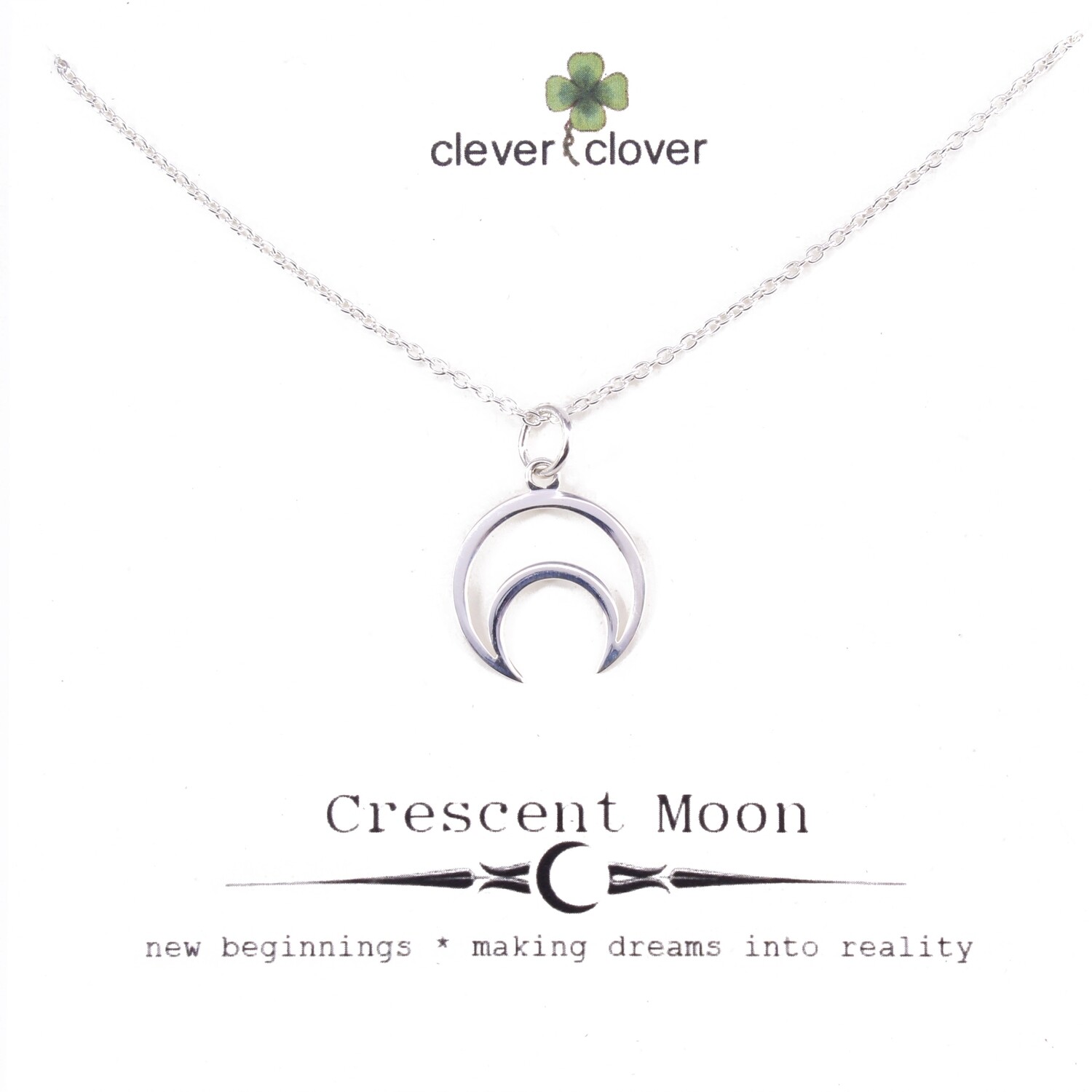 SSN7024 Sterling Silver Open Horizontal Moon Necklace