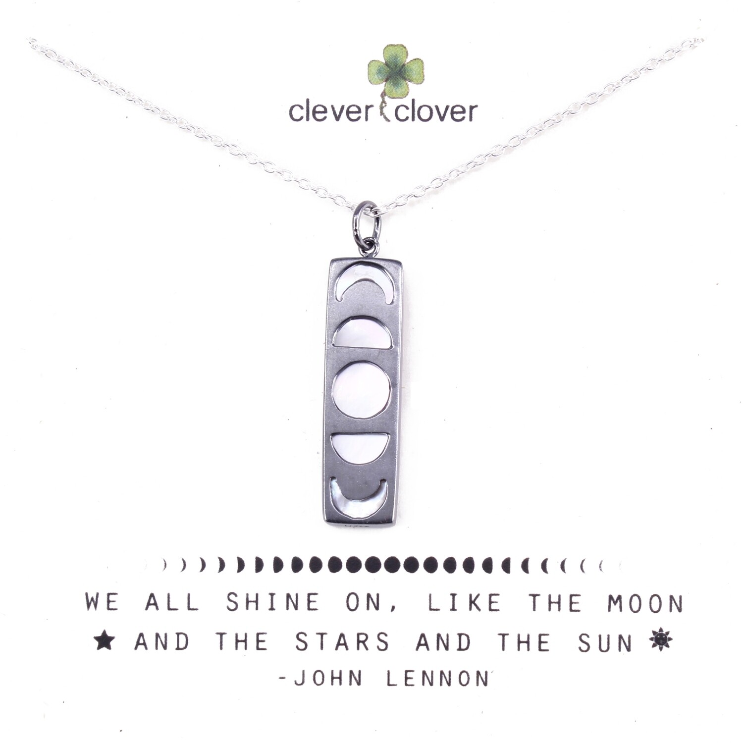 SSN3151 Sterling Silver Moon Phases over Mother of Pearl Necklace
