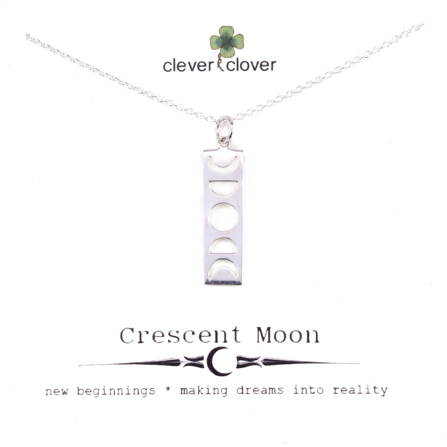SSN3276 Sterling Silver Cutout Moon Phases Bar Necklace