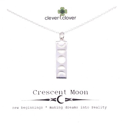 SSN3276 Sterling Silver Cutout Moon Phases Bar Necklace