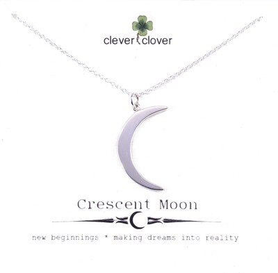 SSN1130 Sterling Silver Large Crescent Moon Necklace