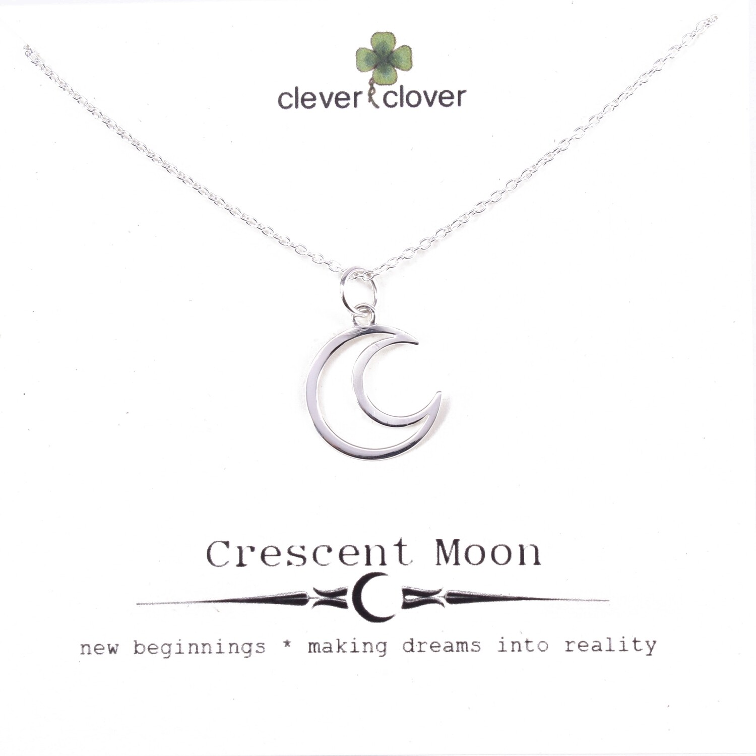 SSN2782 Sterling Silver Open Crescent Moon Necklace