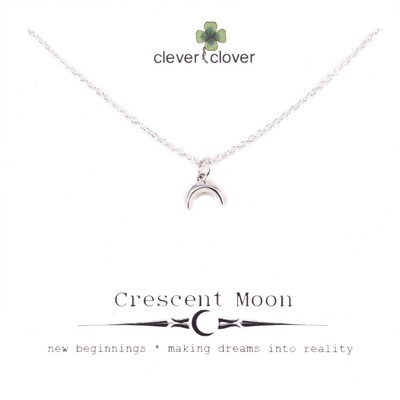 SSN6095 Sterling Silver Tiny Ridged Horizontal Moon Necklace
