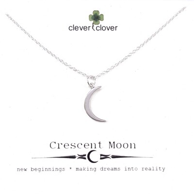 SSN1196 Sterling Silver Medium Crescent moon Necklace