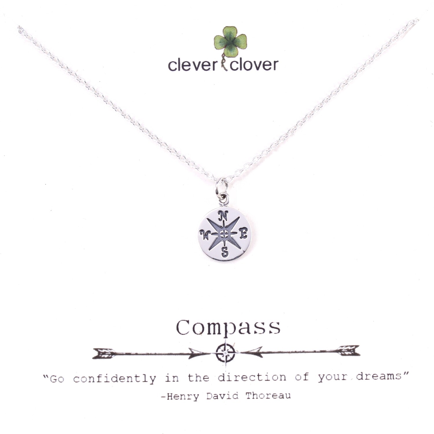 SSN832 Sterling Silver Small Compass Necklace