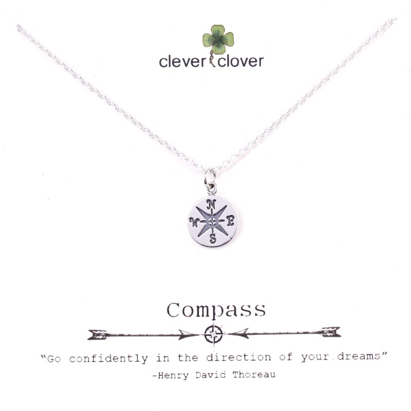 SSN832 Sterling Silver Small Compass Necklace