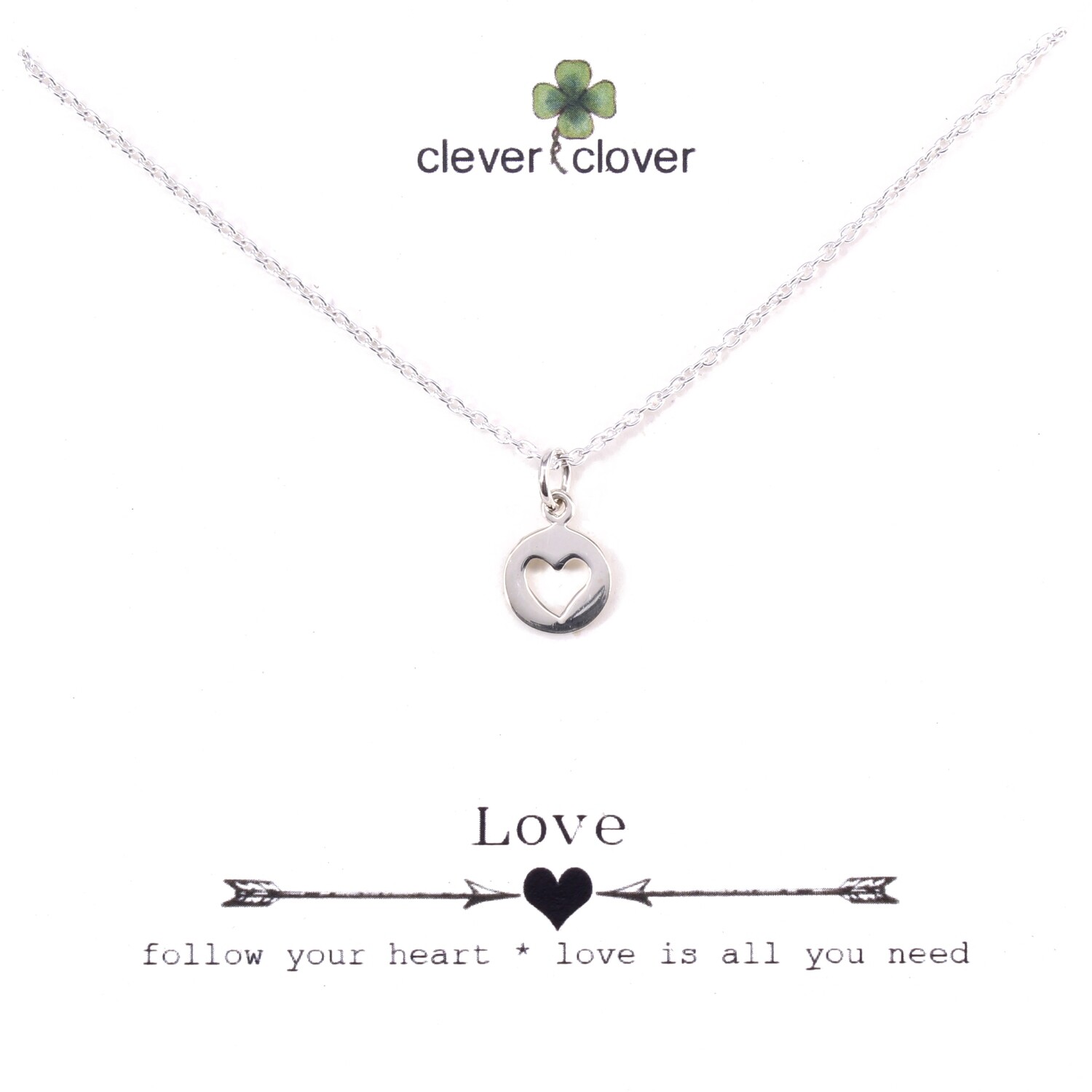 SSN1366 Sterling Silver Open Heart Circle Necklace