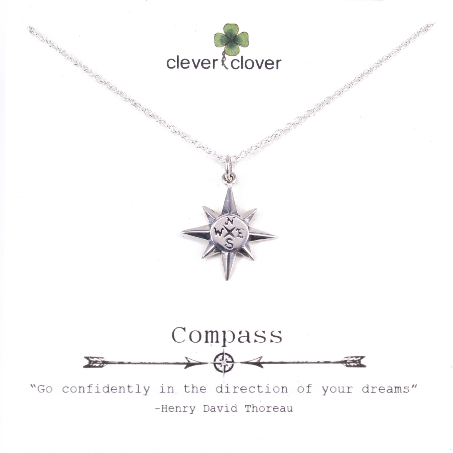 SSN1610 Sterling Silver North Star Compass Necklace