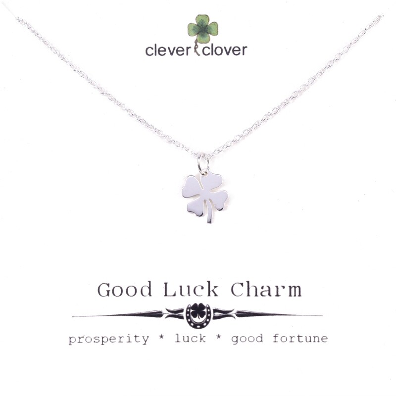 SSN979 Sterling Silver Small Four Leaf Clover Necklace