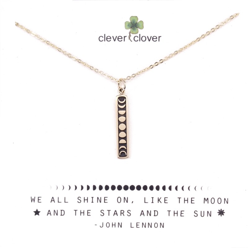 CCN1848 Bronze Moon Phases Vertical Bar Necklace
