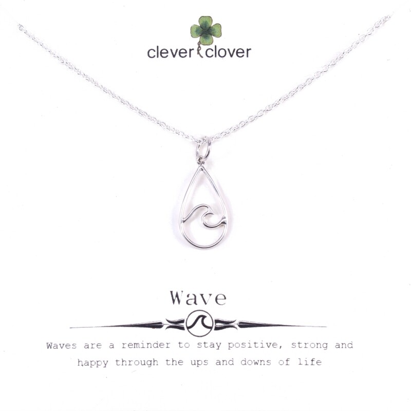 SSN3238 Sterling Silver Teardrop Open Wave Necklace