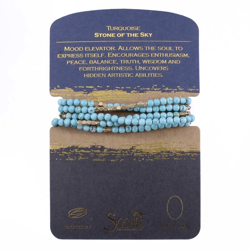  SW001 Stone Wrap Bracelet/Necklace - Turquoise/Gold