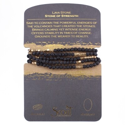  SW002 Stone Wrap Bracelet/Necklace - Lava Stone
