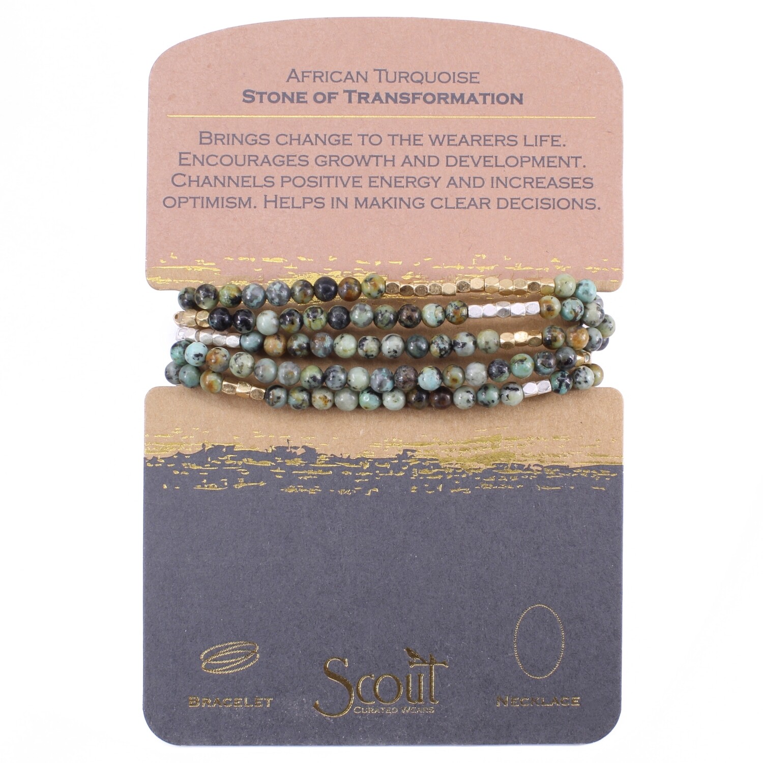 SW021 Stone Wrap Bracelet/Necklace - African Turquoise