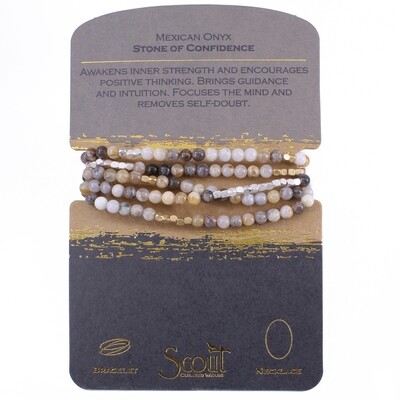 SW023 Stone Wrap Bracelet/Necklace - Mexican Onyx
