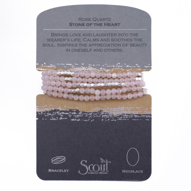 SW019 Stone Wrap Bracelet/Necklace - Rose Quartz