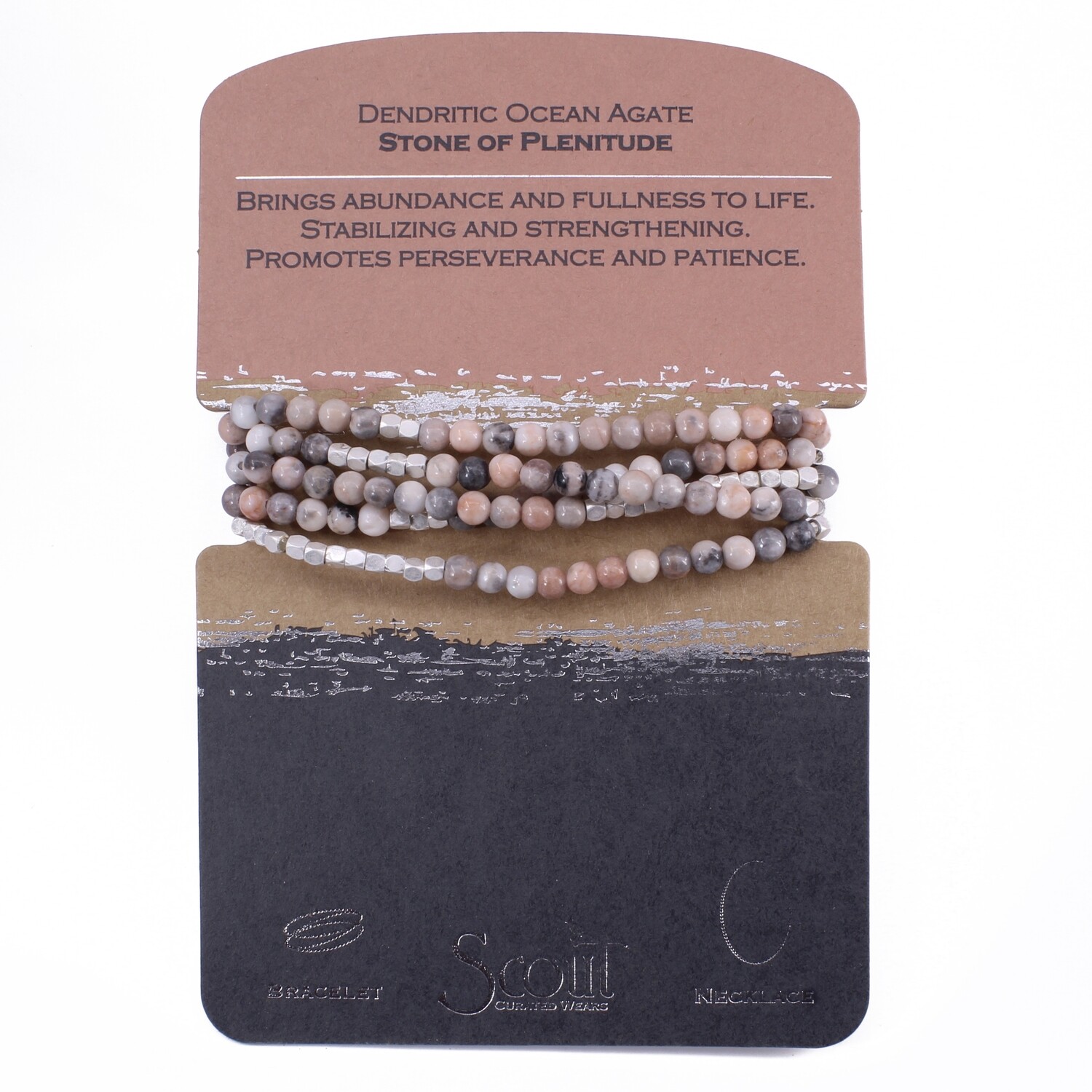 SW007 Stone Wrap Bracelet/Necklace - Dendritic Ocean Agate