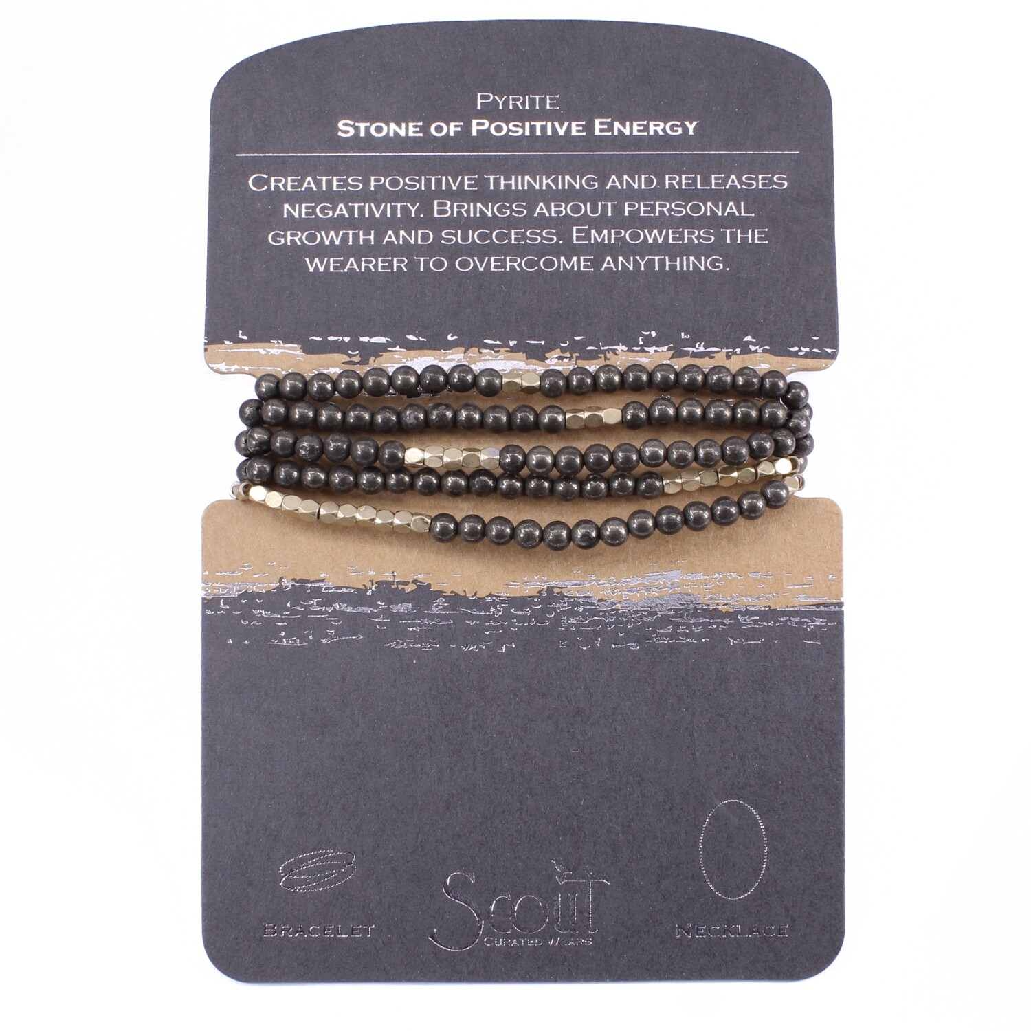 SW027 Stone Wrap Bracelet/Necklace - Pyrite