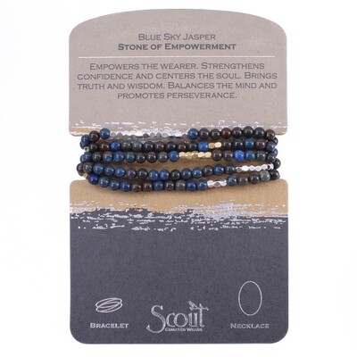 SW028 Stone Wrap Bracelet/Necklace - Blue Sky Jasper