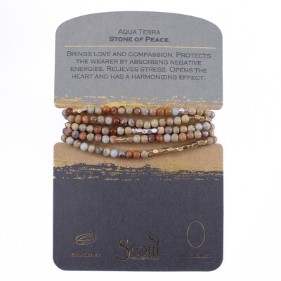 SW030 Stone Wrap Bracelet/Necklace - Aqua Terra Jasper