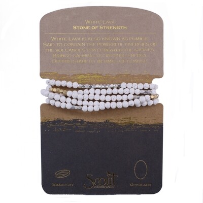 SW041 Stone Wrap Bracelet/Necklace - White Lava Stone
