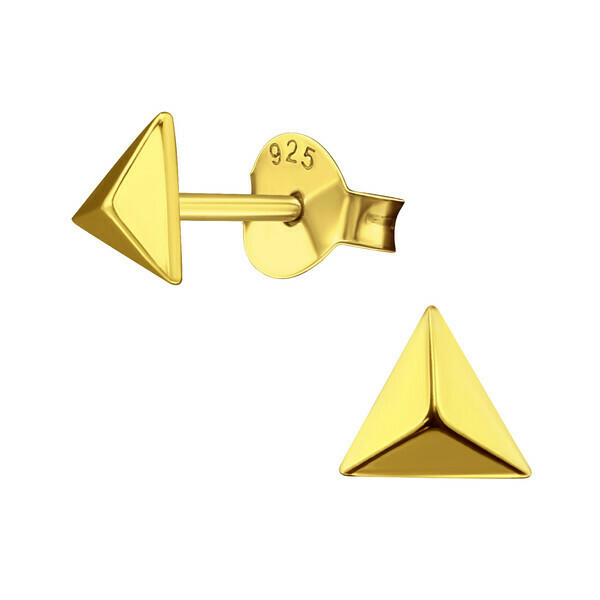 P40-42 Raised 3D Triangle Posts - Gold Plated Sterling Silver