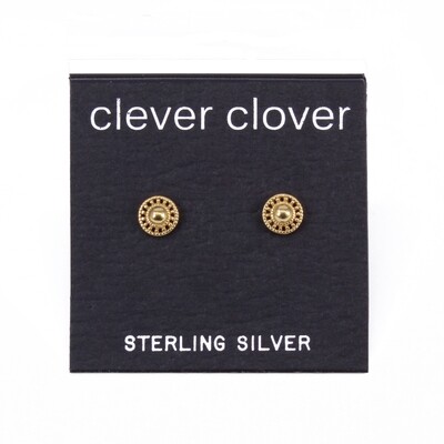 P42-13 Dotted Circle Posts - Gold Plated Sterling Silver