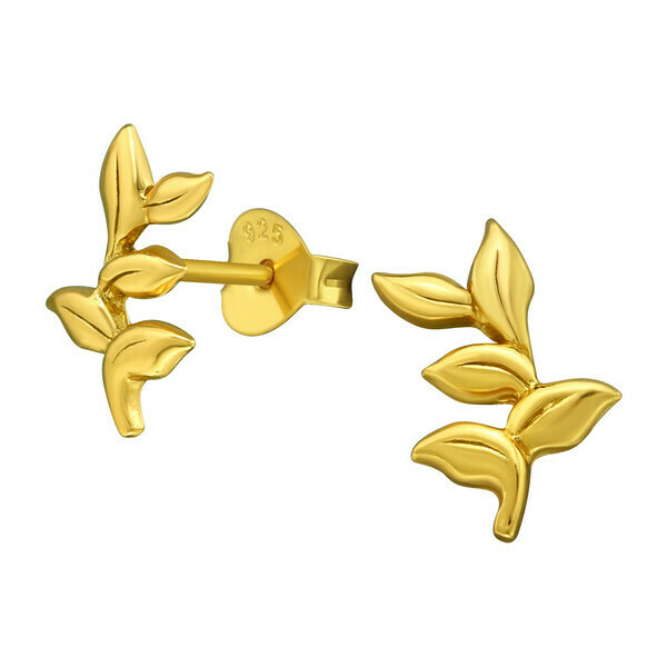 P40-68 Leafy Vine Posts - Gold Plated Sterling Silver