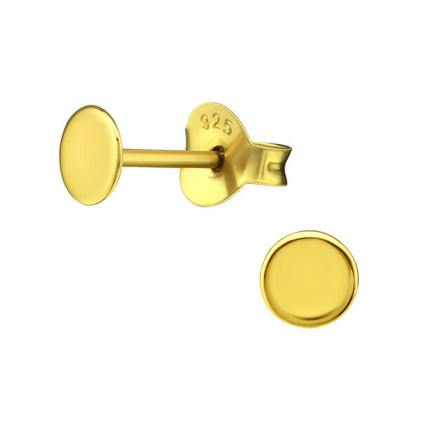 P40-1 Flat 4mm Circle Posts - Gold Plated Sterling Silver