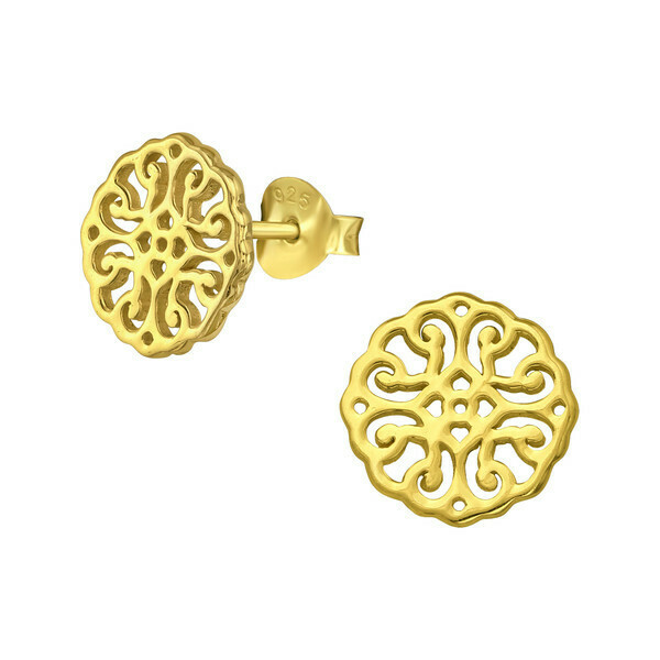 P42-2 Filligree Posts - Gold Plated Sterling Silver