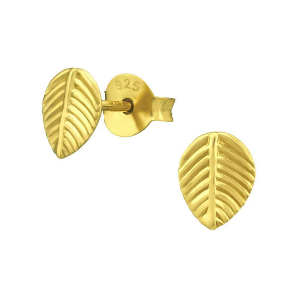 P40-19 Leaf Posts - Gold Plated Sterling Silver