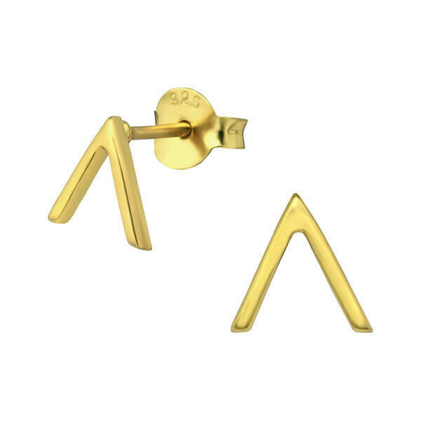P40-36 Chevron V Posts - Gold Plated Sterling Silver
