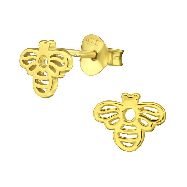 P40-82 Open Bee Posts - Gold Plated Sterling Silver