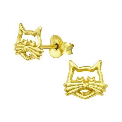P42-5 Cat Outline Posts - Gold Plated Sterling Silver