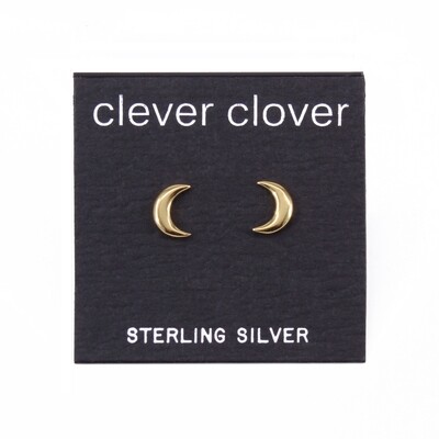 P40-8 Crescent Moon Posts - Gold Plated Sterling Silver