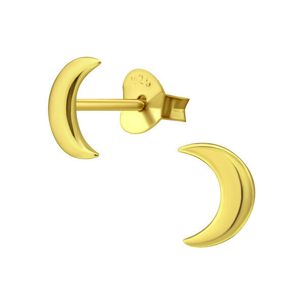 P40-8 Crescent Moon Posts - Gold Plated Sterling Silver