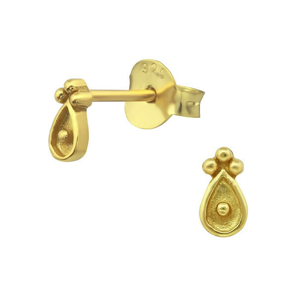 P40-58 Tiny Paisley Posts - Gold Plated Sterling Silver