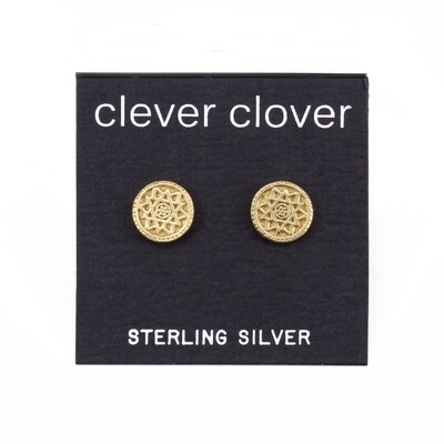 P42-1 Sun Mandala Posts - Gold Plated Sterling Silver