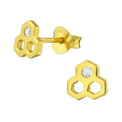 P40-83 Honeycomb + CZ Posts - Gold Plated Sterling Silver