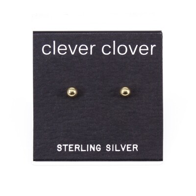 P113 Ball 3mm Posts - Gold Plated Sterling Silver