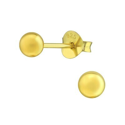 P114 Ball 4mm Posts - Gold Plated Sterling Silver