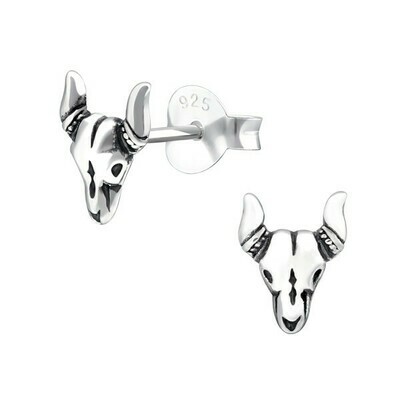 P29-18 Sterling Silver Cattle Skull Posts