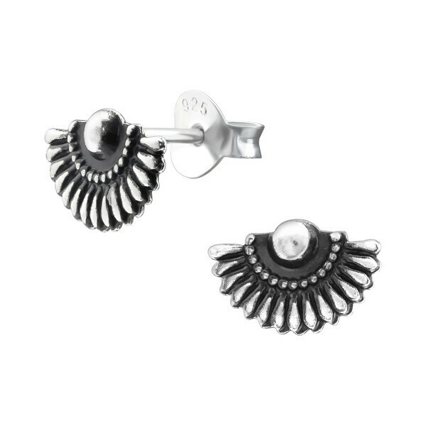 P29-16 Sterling Silver Antiqued Fan Posts