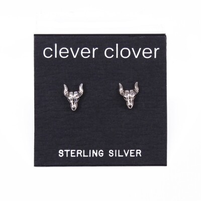 P29-18 Sterling Silver Cattle Skull Posts