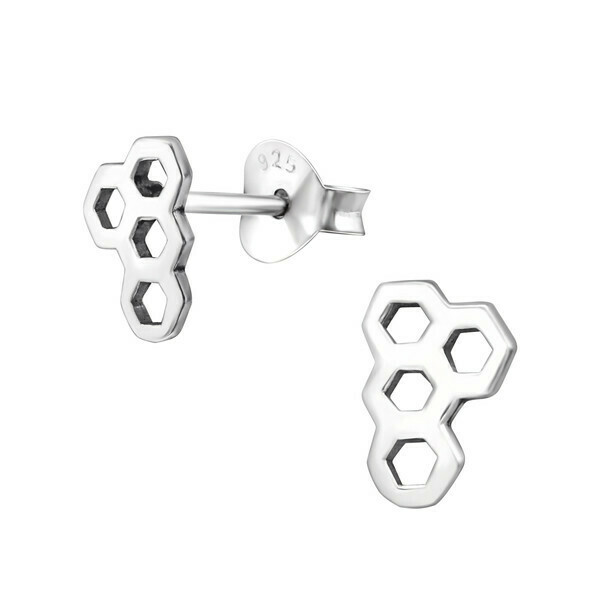 P29-37 Sterling Silver Honeycomb Posts