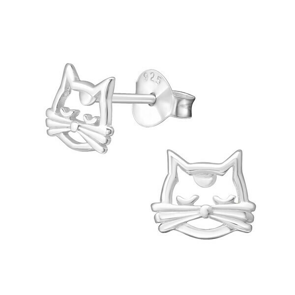 P37-29 Sterling Silver Cat Outline Posts