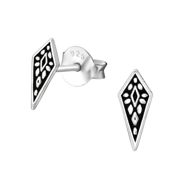 P38-13 Sterling Silver Oxidized Kite Shaped Posts