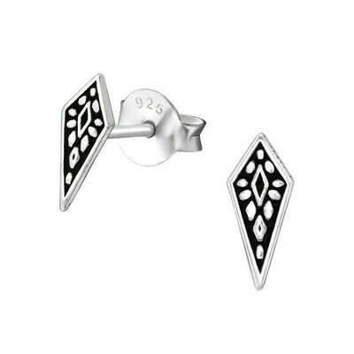 P38-13 Sterling Silver Oxidized Kite Shaped Posts