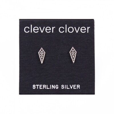 P38-13 Sterling Silver Oxidized Kite Shaped Posts
